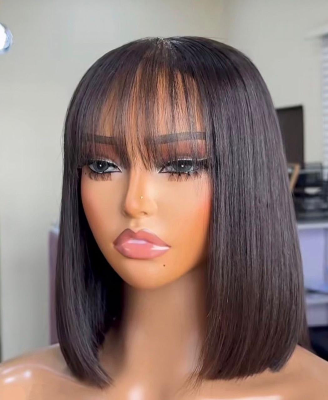8 inch Premium Vietnamese Bob Fringe Wig – 100% Human Hair