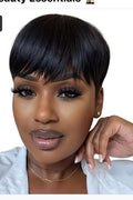 Peruvian Hair Pixie Cut Wig Soft & Natural Short Wig with Bangs  Lightweight Everyday Wig Natural Black